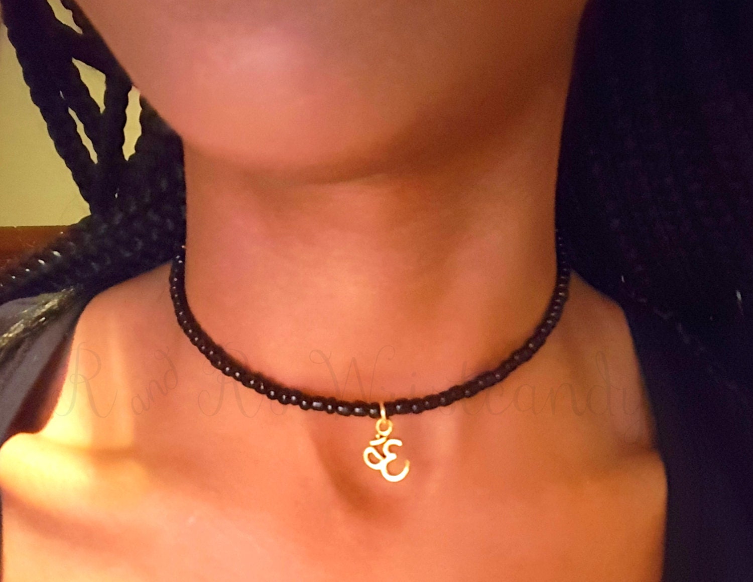 Beaded Choker Memory Wire Choker Ohm Beaded Choker