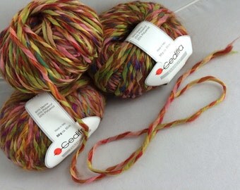 Bijou de ton Merino laine fil Lot de 3 | Gedifra | Orange vert turquoise bleu rouge violet jaune or rose | Poids encombrant | Fil Destash