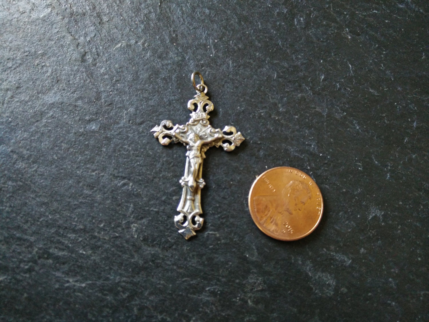 Large 1.75 Chapel sterling silver cross medal pendant