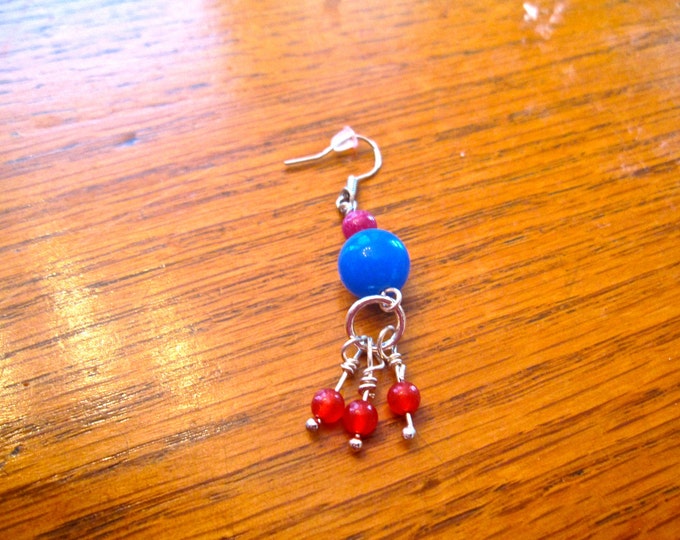 Sapphire & Ruby Earrings, Natural gemstone Beads E126