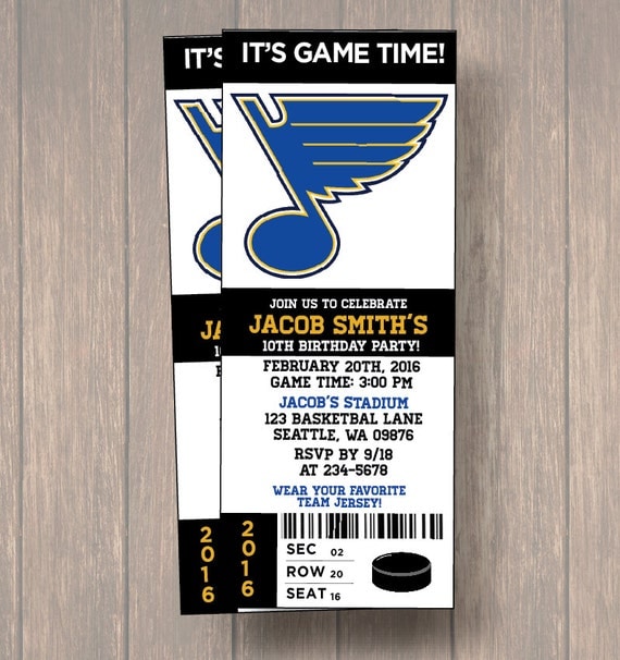 12 St Louis Blues Birthday Invitation Hockey By Onthegoprints