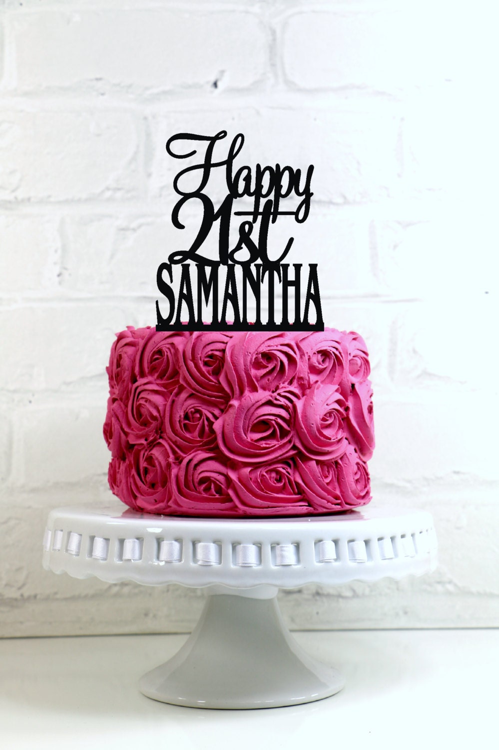 Happy 21st Birthday Cake Topper Personalized with Name and Age