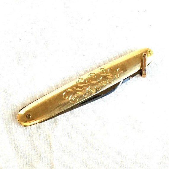 Gold Knife 14 kt Gold Pocket Knife Gold Pen Knife Antique