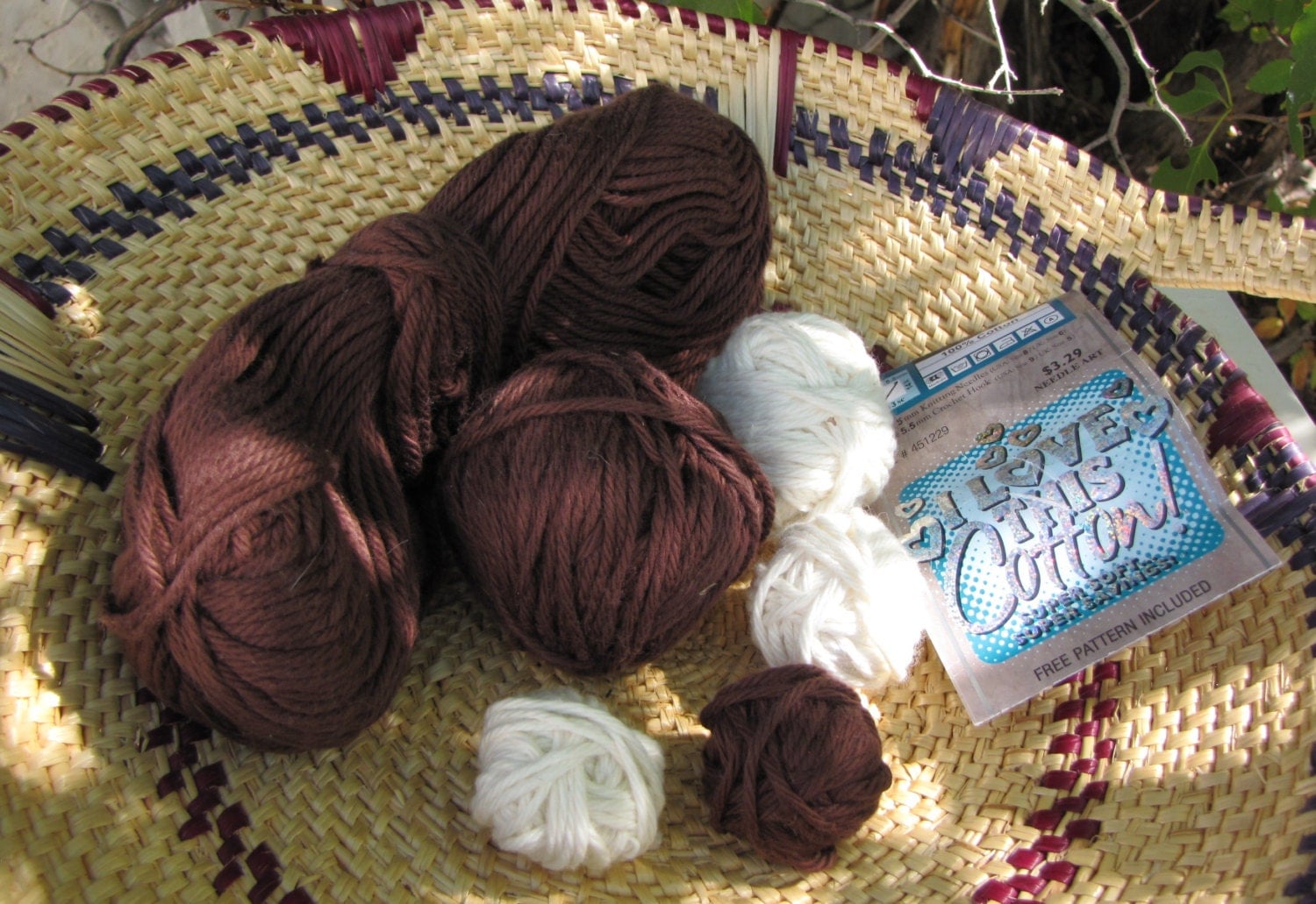 DESTASH Yarn Hobby Lobby I Love This Cotton in Ivory & Brown