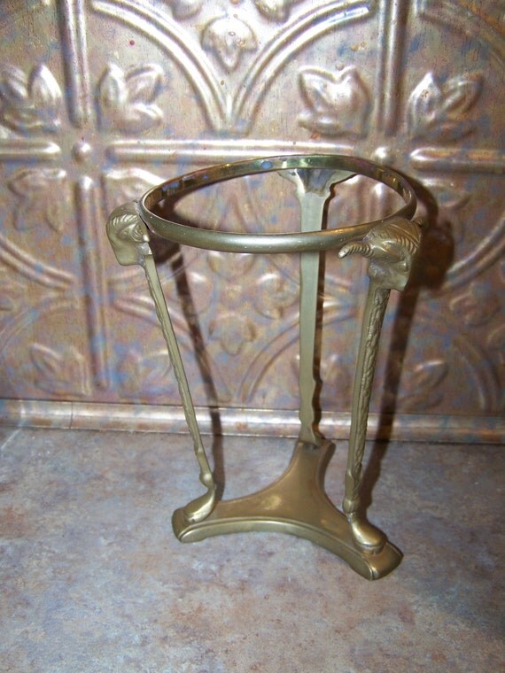 Brass Ram Head Crystal Ball Holder Display Centerpiece