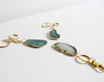 Modern Boho Green Agate Keychain,Agate Keychain,Agate Slice Keychain,Women Gift,Gifts Under 20,Gift for Her,Keychain,Boho Keychain