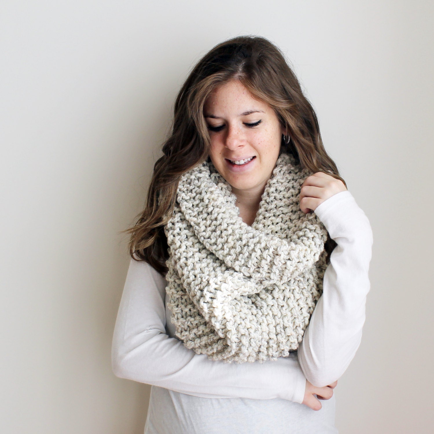 Chunky Cowl Scarf Knit Wheat Solomons Cowl