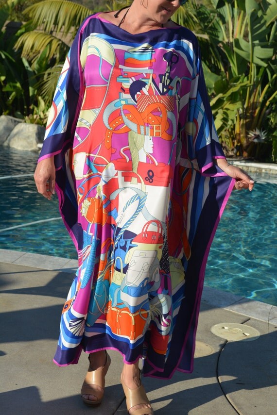  Designer Print Silk Caftan Womens Silk Kaftan Silk Beach