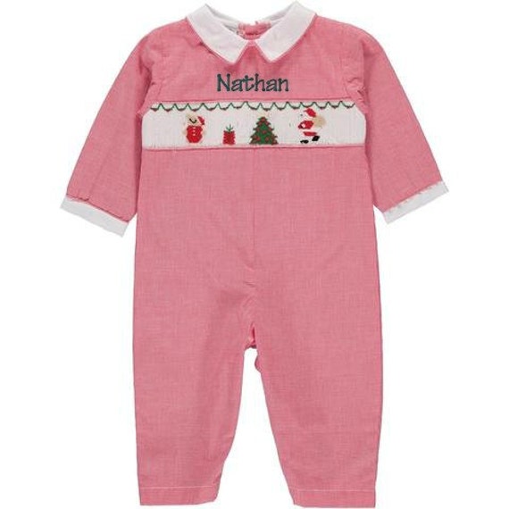 Monogrammed Christmas Longall Smocked Boys Outfit