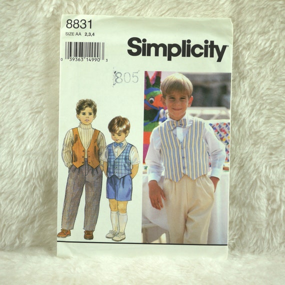 Boys Girls Pants Vest Bow Tie Toddler XS Simplicity 8831