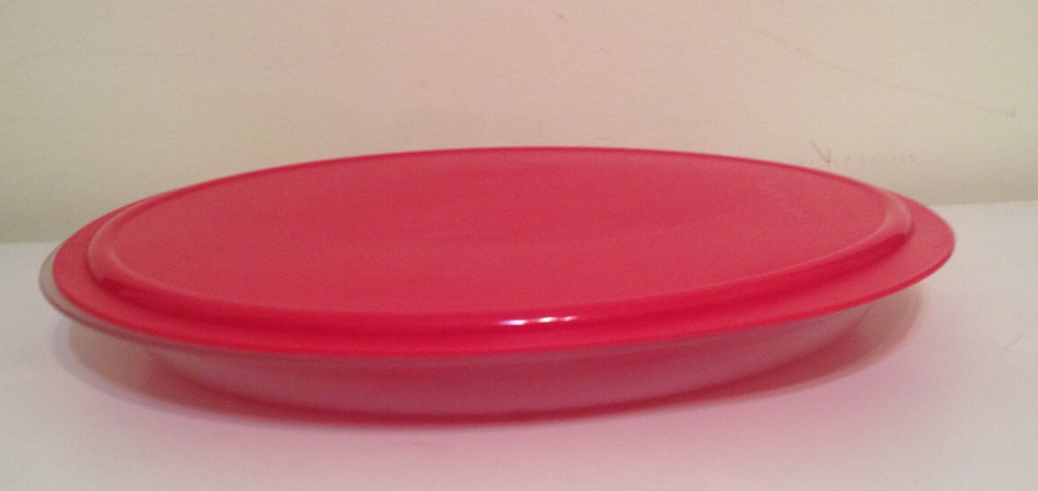 NEW!! Vintage Tupperware Keep N Heat Serving Party Platter Bottom and Red Lid 4618A 4620