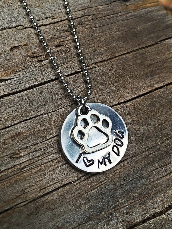 Dog necklace dog lover necklace paw print necklace