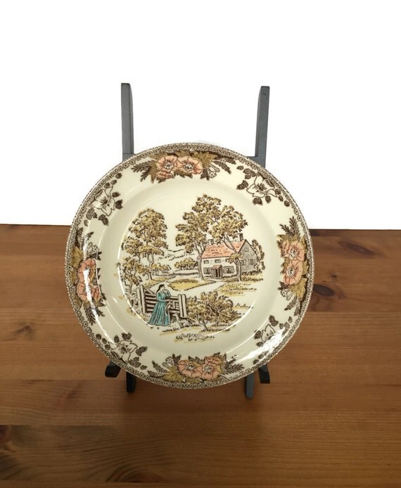 Vintage ceramic plate Made in the USA country decor homestead design