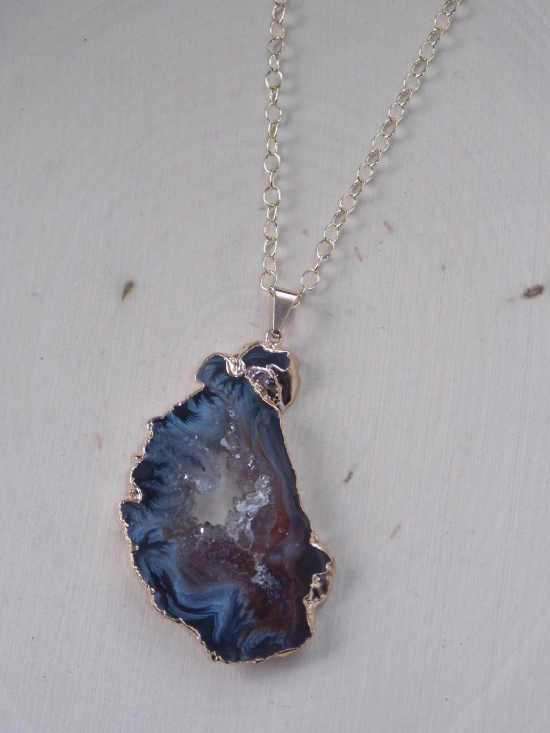 Geode Necklace / Geode Slice Necklace / Raw Geode Necklace