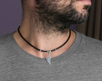 Men's Necklace - Men's Choker Necklace - Men's Vegan Necklace - Men's Jewelry - Men's Gift - Boyfriend Gift - Guys Jewelry - Husband NL10
