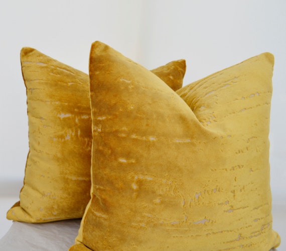 Mustard Velvet Pillow CoverYellow Velvet Pillow by LaletDesign