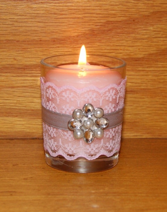 Gray and Pink Wedding Decor / Wedding Votive Candle Holder