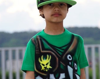 Green NINJA Costume |Ninjago LLOYD T-shirt and Snapback Hat Cap |Ninjago birthday party gift for boys and girls |Kids carnival |Halloween