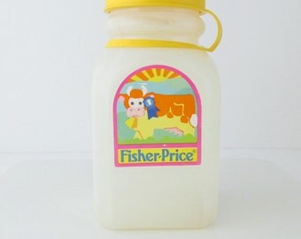 Fisher-Price Fun With Food Toddler Kitchen Frosted Plastic Milk Bottle Replacement Pretend Play 1980s