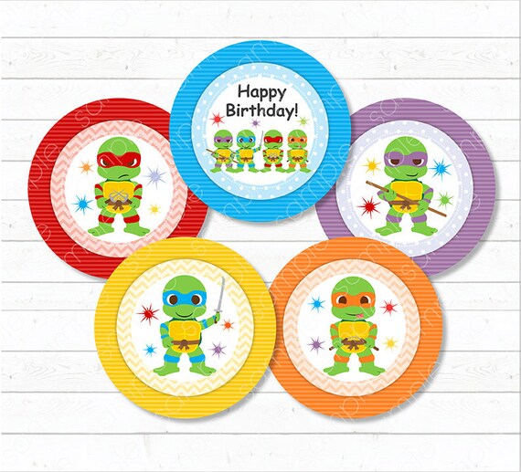 Ninja turtles Cupcake Toppers Ninja turtles Stickers Ninja