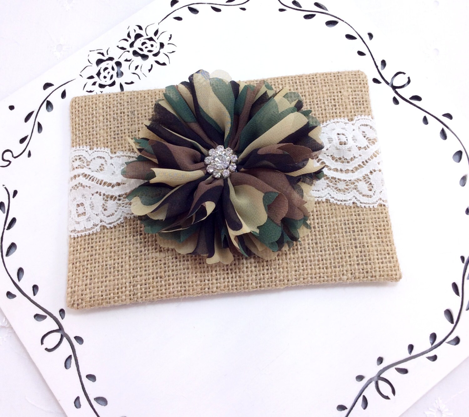 Camo Baby Headband Newborn Flower Camo Baby Headband Newborn Flower
