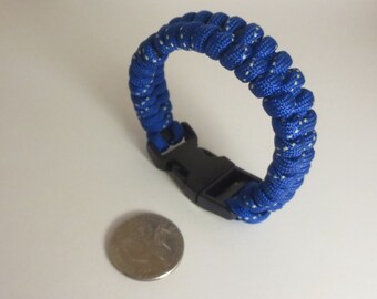 Blue Reflective 550 Paracord Survival Bracelet, Blue Paracord Bracelet, Boy Scout Safety Paracord Bracelet Gift, Military Paracord Bracelet