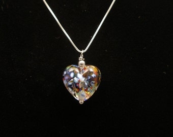 Murano Glass Heart Necklace, Sterling Silver