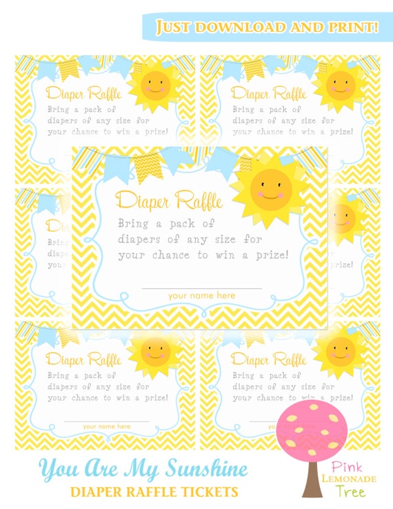 Diaper Raffle Tickets for Sunshine Baby Shower Bring a Pack