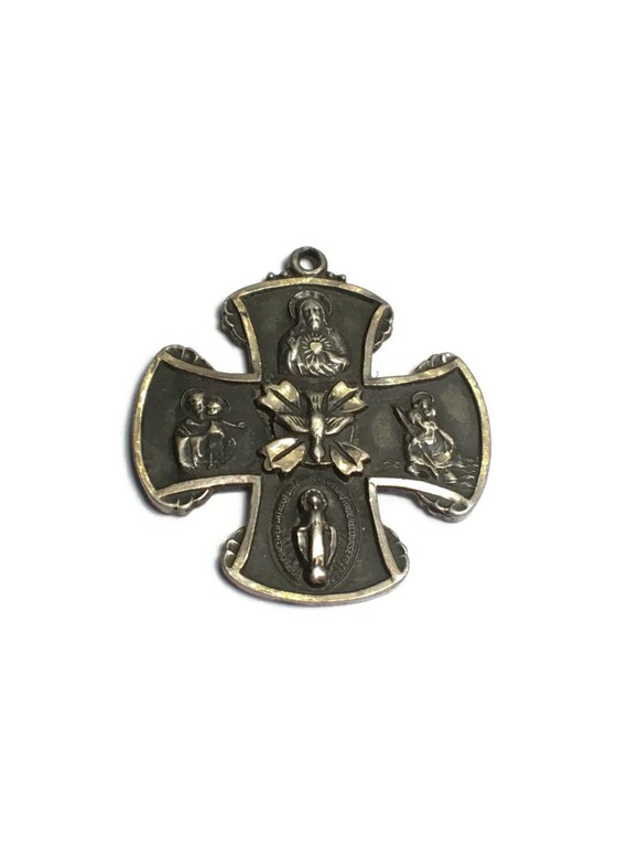 Sterling Silver Religious Charm Catholic Jewelry 925 4 Way