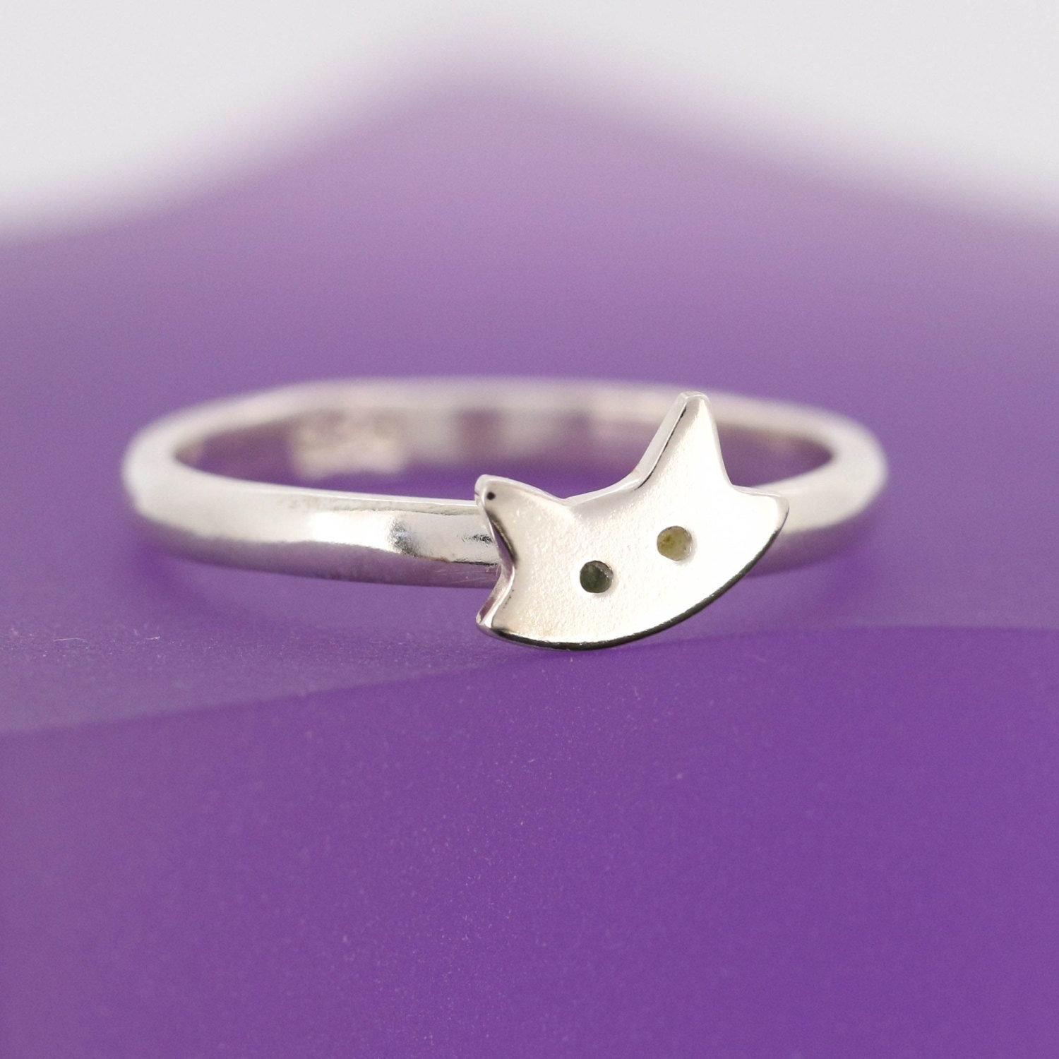 Sterling Silver Cat Ring Stacking Ring Cat By Jewelleryfurkeeps