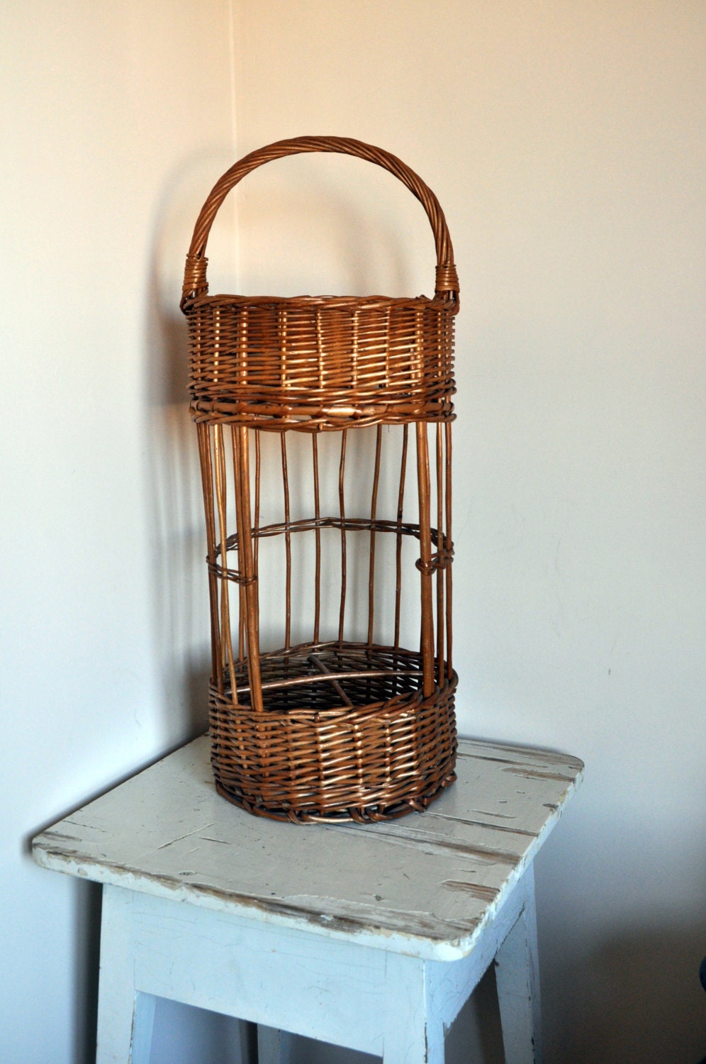 wicker basket wine carrier