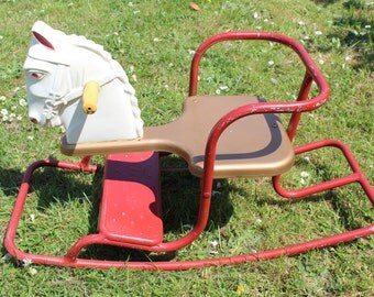 Red rocking horse | Etsy