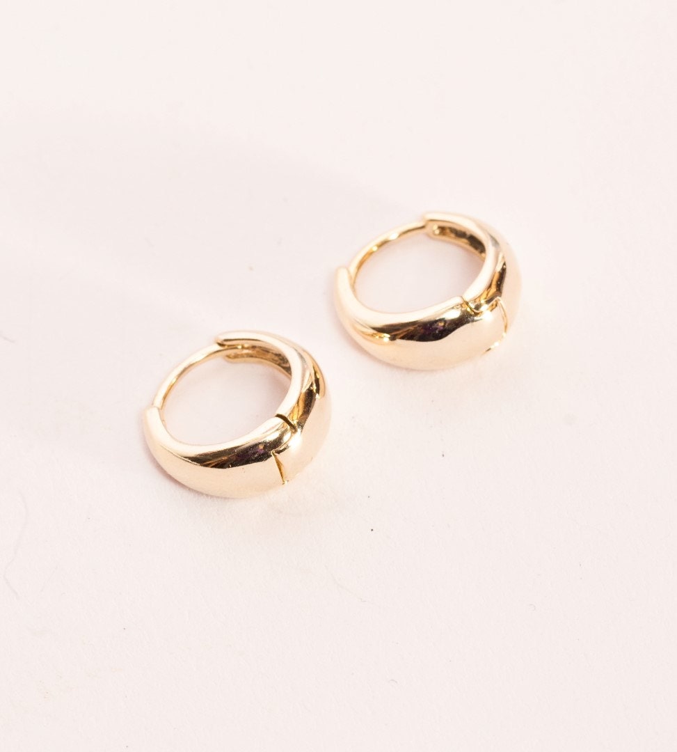 Gold fat hoop earrings small hops Gold double plated by SPIRALICA