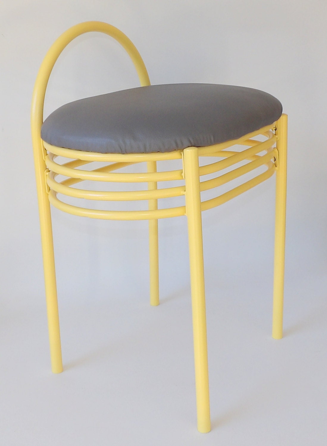 Vanity Chair Metal Yellow Cushioned Seat Stool Bench Girls Dressing ...