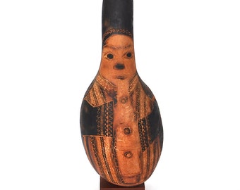 Vintage Folk Art Gourd Sculpture on a Stand