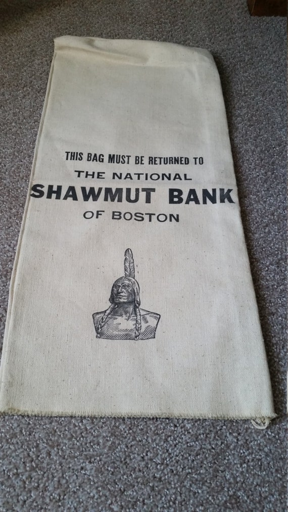 Banking Money Canvas Bag National Shawmut Bank Coin Bag