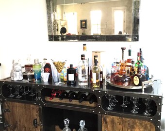 Modern Industrial Wine Cabinet | Credenza Bar Storage | Liquor cabinet | Buffet | Sideboard