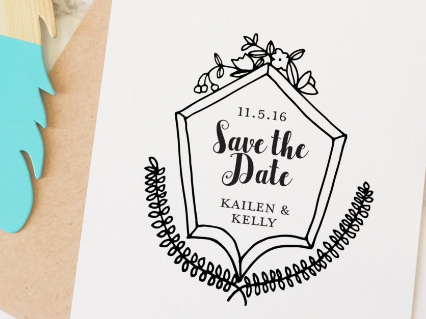 Save the Date Hand Drawn Crest Stamp