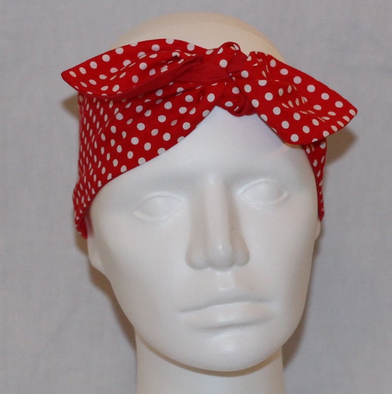 Red White Polka Dot Bandana Rockabilly Bandana by CherryTiki