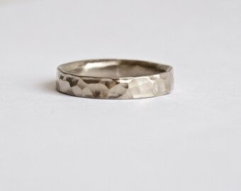 hammered white gold ring rustic wedding ring wedding bands 18 carat gold ring - Rustic Wedding Rings hammered white gold ring rustic wedding ring wedding bands 18 carat gold ring - Rustic Wedding Rings