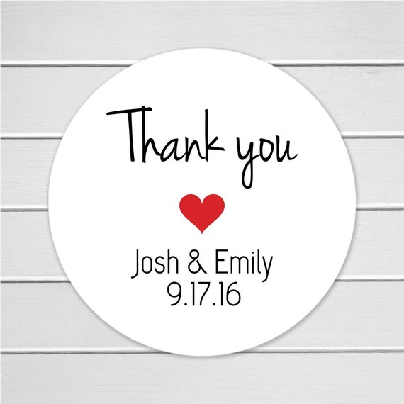 Wedding Thank you Stickers Personalized by OrangeUmbrellaCo