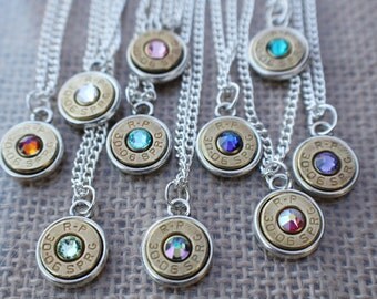 Brass Bullet Necklace - Bullet Jewelry - Gun Necklace - Cowgirl Necklace - Country Jewelry - Gift Ideas - Personalized Necklace - Birthstone