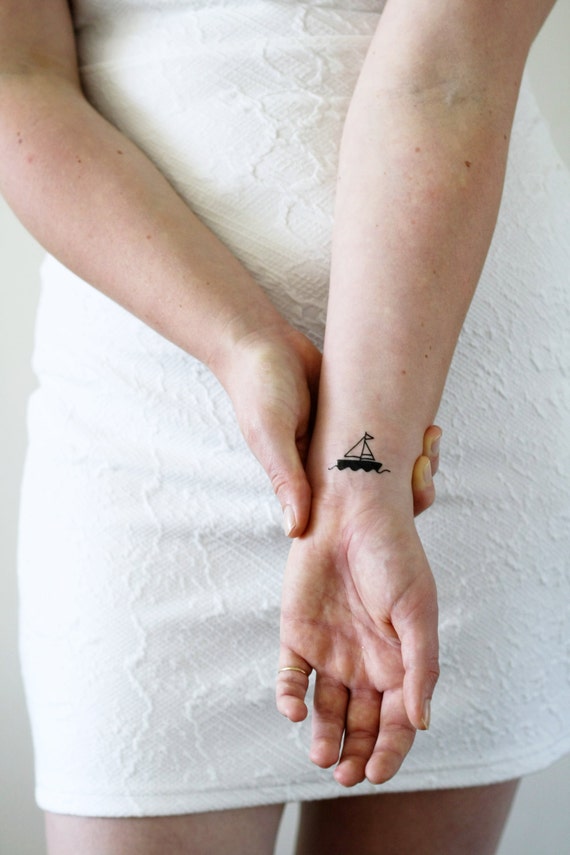 2 small boat temporary tattoos ship temporary tattoo 