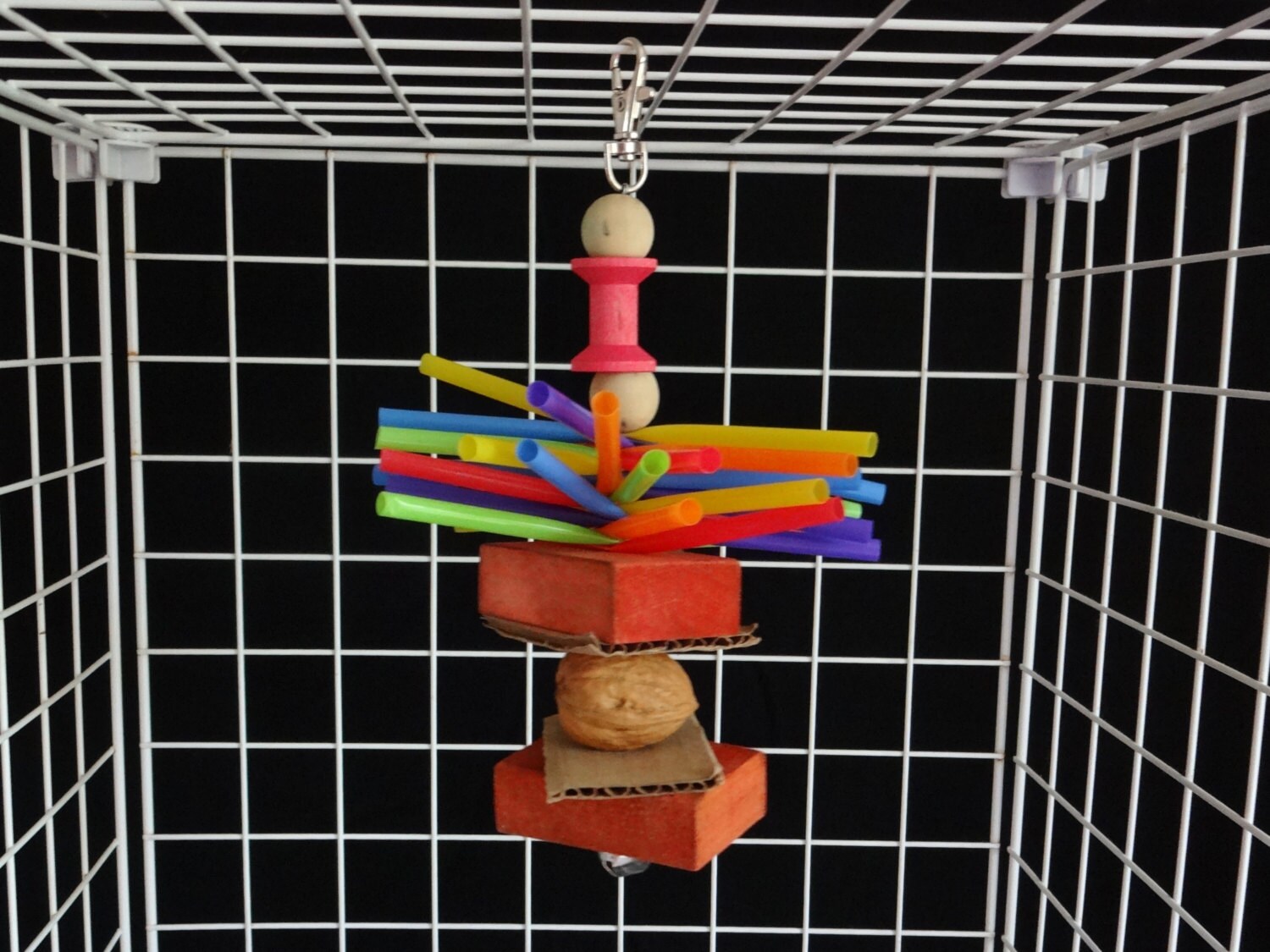 Pet Rat Wood Chew Toy Swirling Rainbow Straws by FortheLoveofaRat