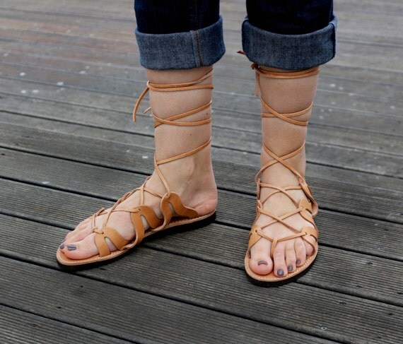 Handmade leather Sandals Roman Style Natural Color by MagusLeather