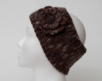 Knit headbands Wool headbands Brown Knitting Headband Knitted headbands Wool Tricoter bandeau Hat flower wool Multicolor Wool headband