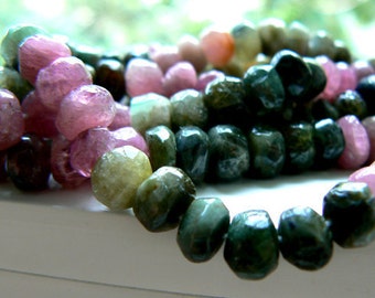 Multi Tourmaline rondelle faceted beads 6mm beads. Strand 8in-Jewelry beads supply- Gemstone beads supply.