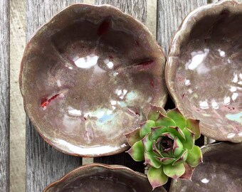 Set of 2 Fluted-edged Mini Bowls - Small Serving Dishes - Handmade Pottery