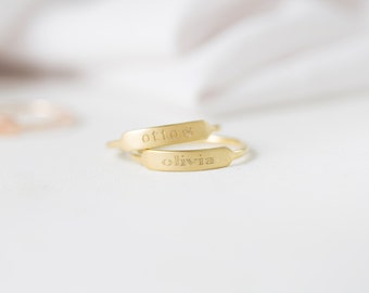 Dainty Bar Ring- Custom Name Rings- Stackable Rings- Personalized Name Ring- Stackable thin band- Friendship Gift- Christmast Gift