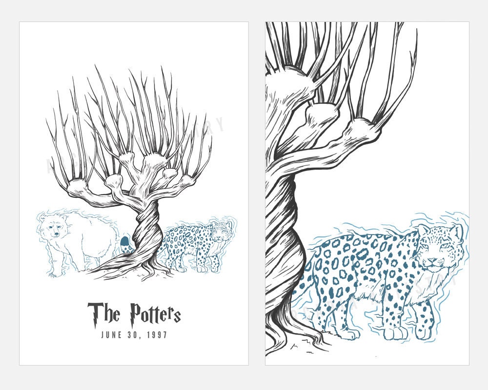 Harry Potter Whomping Willow Thumbprint Tree by ArcadiaArtistry